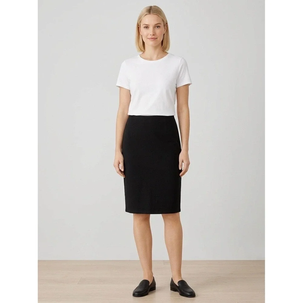 Eileen Fisher Woman Black Washable Stretch Crepe Pencil Skirt Plus Size 3X NEW